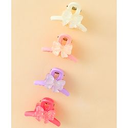 Babyhug Hair Clips with Bow Applique  Pack of 4  - Multicolor