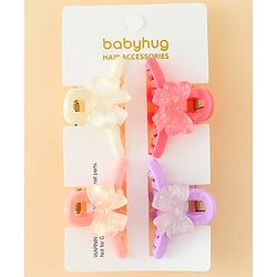 Babyhug Hair Clips with Bow Applique  Pack of 4  - Multicolor