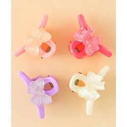 Babyhug Hair Clips with Bow Applique  Pack of 4  - Multicolor