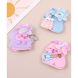 Babyhug Hair Pins And Clips With Glitter And Character Print Apptique Free Size Pack of 3 - Multicolor