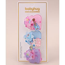 Babyhug Hair Pins And Clips With Glitter And Character Print Apptique Free Size Pack of 3 - Multicolor