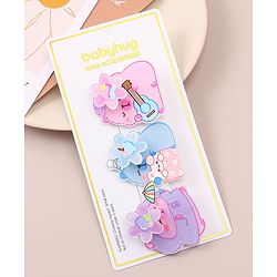 Babyhug Hair Pins And Clips With Glitter And Character Print Apptique Free Size Pack of 3 - Multicolor
