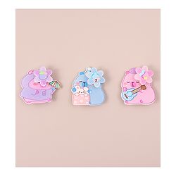 Babyhug Hair Pins And Clips With Glitter And Character Print Apptique Free Size Pack of 3 - Multicolor