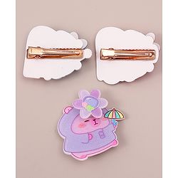 Babyhug Hair Pins And Clips With Glitter And Character Print Apptique Free Size Pack of 3 - Multicolor