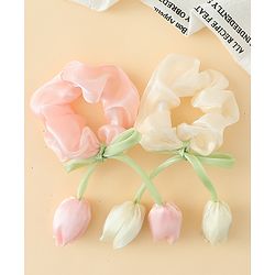 Babyhug Rubber Bands & Scrunchies Sets With Floral Applique - Multicolor