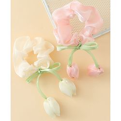 Babyhug Rubber Bands & Scrunchies Sets With Floral Applique - Multicolor
