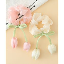 Babyhug Rubber Bands & Scrunchies Sets With Floral Applique - Multicolor