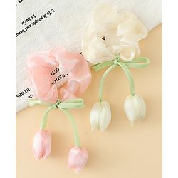 Babyhug Rubber Bands & Scrunchies Sets With Floral Applique - Multicolor
