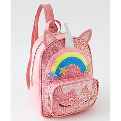 Babyhug Fashion Backpack with Sequins Applique - Pink