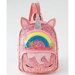 Babyhug Fashion Backpack with Sequins Applique - Pink