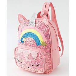 Babyhug Fashion Backpack with Sequins Applique - Pink
