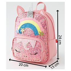 Babyhug Fashion Backpack with Sequins Applique - Pink