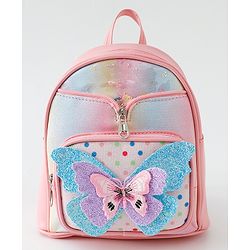 Babyhug Fashion Backpack with Butterfly Applique - Pink