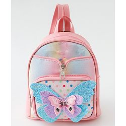 Babyhug Fashion Backpack with Butterfly Applique - Pink
