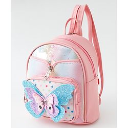 Babyhug Fashion Backpack with Butterfly Applique - Pink