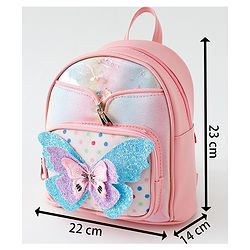 Babyhug Fashion Backpack with Butterfly Applique - Pink