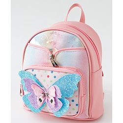 Babyhug Fashion Backpack with Butterfly Applique - Pink