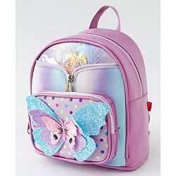 Babyhug Fashion Backpack with Butterfly Applique - Pink