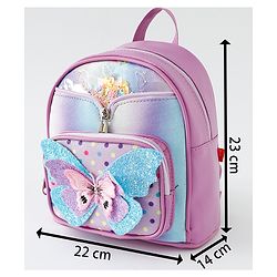 Babyhug Fashion Backpack with Butterfly Applique - Pink