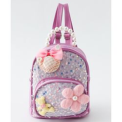 Babyhug Fashion Backpack with Sequin Detailing & Applique - Purple