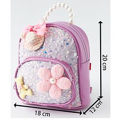 Babyhug Fashion Backpack with Sequin Detailing & Applique - Purple