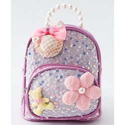 Babyhug Fashion Backpack with Sequin Detailing & Applique - Purple