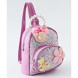 Babyhug Fashion Backpack with Sequin Detailing & Applique - Purple