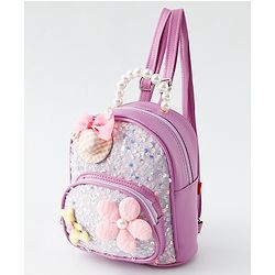 Babyhug Fashion Backpack with Sequin Detailing & Applique - Purple