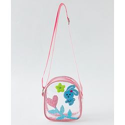 Babyhug  Transparent Sling Bag With Floral & Bunny Design - Pink