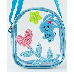 Babyhug  Transparent Sling Bag With Floral & Bunny Design - Pink