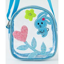 Babyhug  Transparent Sling Bag With Floral & Bunny Design - Pink