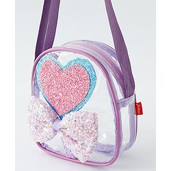 Babyhug Sling Bag with Bow & Heart Applique - Pink Sling Bag -Purple
