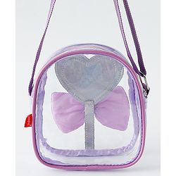 Babyhug Sling Bag with Bow & Heart Applique - Pink Sling Bag -Purple