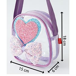 Babyhug Sling Bag with Bow & Heart Applique - Pink Sling Bag -Purple