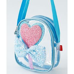 Babyhug Sling Bag with Bow & Heart Applique - Pink Sling Bag -Purple