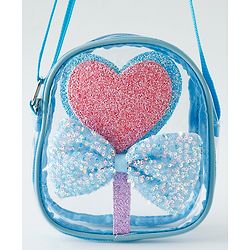 Babyhug Sling Bag with Bow & Heart Applique - Pink Sling Bag -Purple