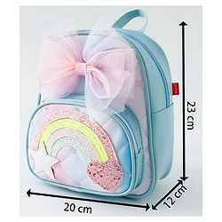Babyhug Fashion Backpack with Hearts & Bow Applique - Blue