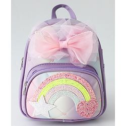 Babyhug Fashion Backpack with Hearts & Bow Applique - Blue