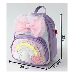 Babyhug Fashion Backpack with Hearts & Bow Applique - Blue