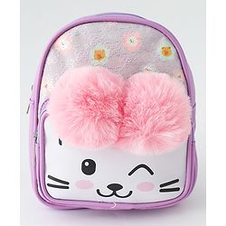Babyhug Fashion Backpacks With Cat Printed Design & Fur Ears - Pink