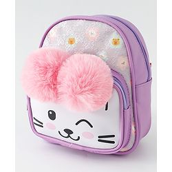 Babyhug Fashion Backpacks With Cat Printed Design & Fur Ears - Pink
