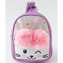 Babyhug Fashion Backpacks With Cat Printed Design & Fur Ears - Pink
