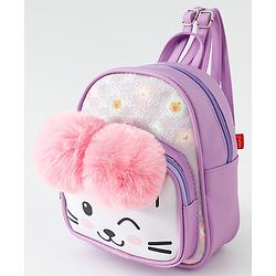 Babyhug Fashion Backpacks With Cat Printed Design & Fur Ears - Pink