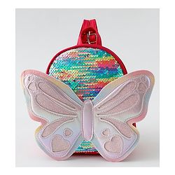 Babyhug Fashion Backpack with Hearts & Butterfly Applique - Fuchsia