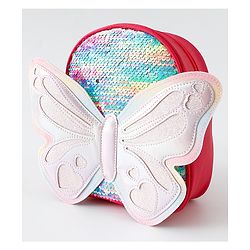 Babyhug Fashion Backpack with Hearts & Butterfly Applique - Fuchsia