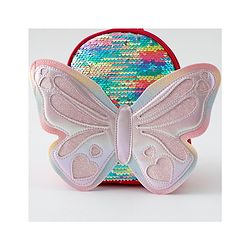 Babyhug Fashion Backpack with Hearts & Butterfly Applique - Fuchsia
