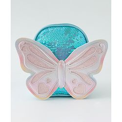 Babyhug Fashion Backpack with Hearts & Butterfly Applique - Fuchsia