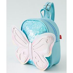 Babyhug Fashion Backpack with Hearts & Butterfly Applique - Fuchsia