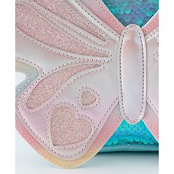 Babyhug Fashion Backpack with Hearts & Butterfly Applique - Fuchsia