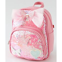 Babyhug Fashion Backpack with Hearts  & Bow Applique - Pink